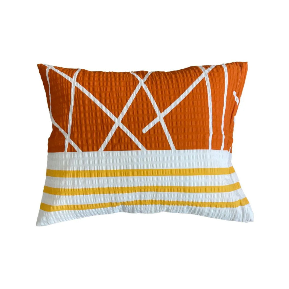 Krepp-Bettwäscheset 3-teilig - Orange/Burgund/Grau