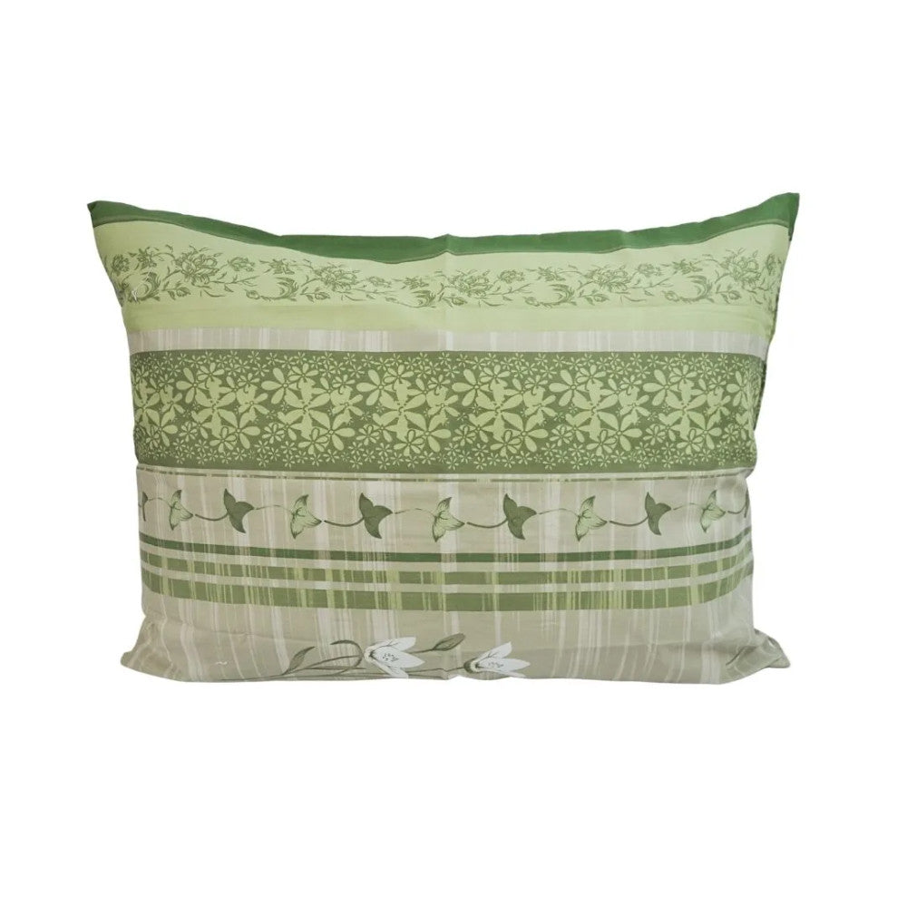 Cotton large pillowcase - Green floral