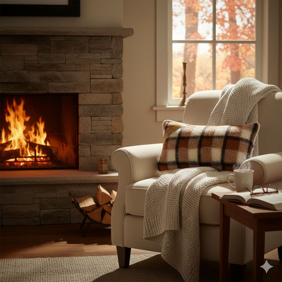 Double-sided grey checkered lambswool Euro pillow