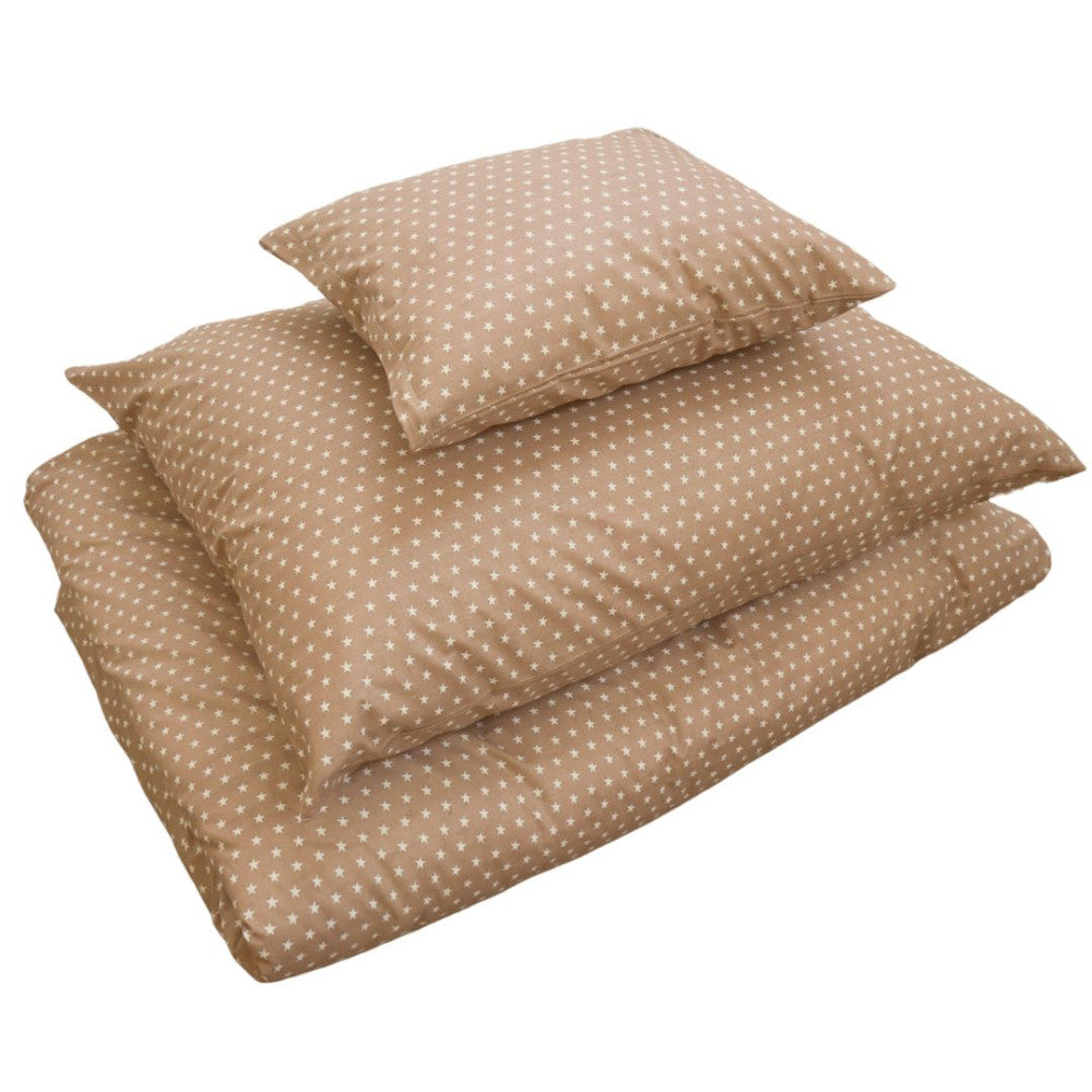 Baumwoll-Bettlaken-Set - 3-teilig - Braune und weiße Sterne