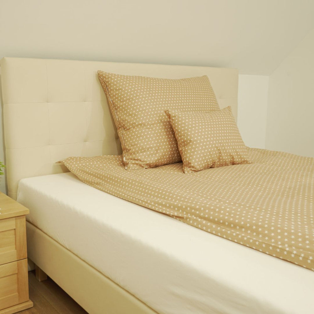 Baumwoll-Bettlaken-Set - 3-teilig - Braune und weiße Sterne