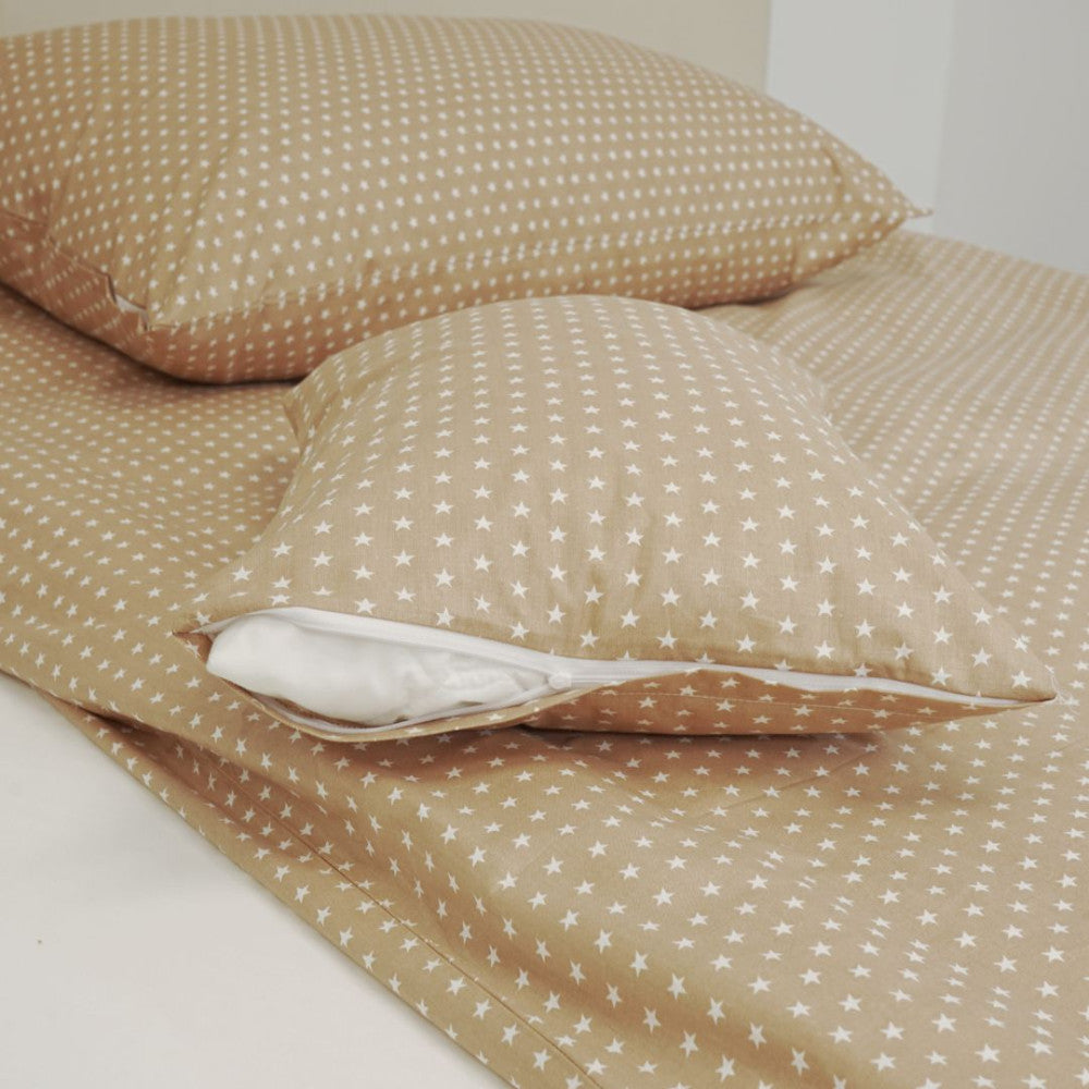 Baumwoll-Bettlaken-Set - 3-teilig - Braune und weiße Sterne