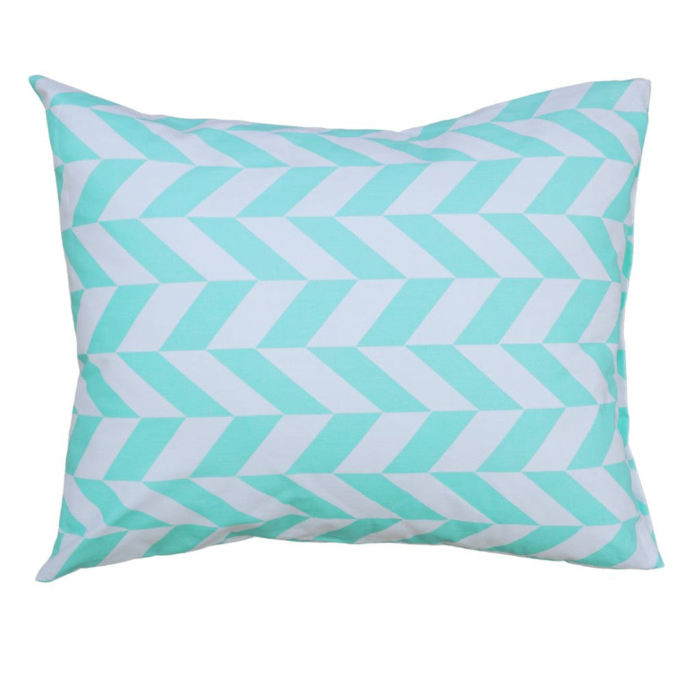 Cotton bed sheet set - 3 pieces - Turquoise and white pattern