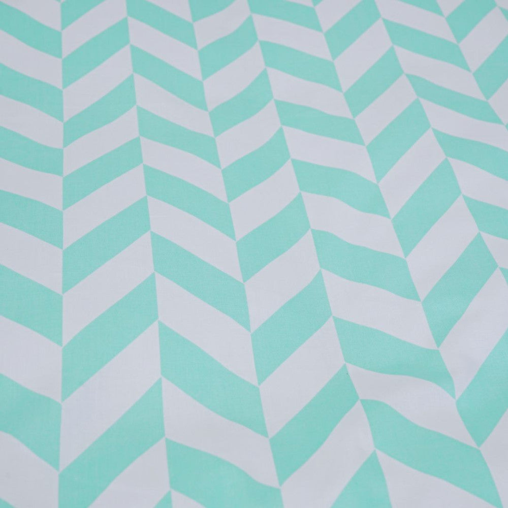 Cotton bed sheet set - 3 pieces - Turquoise and white pattern