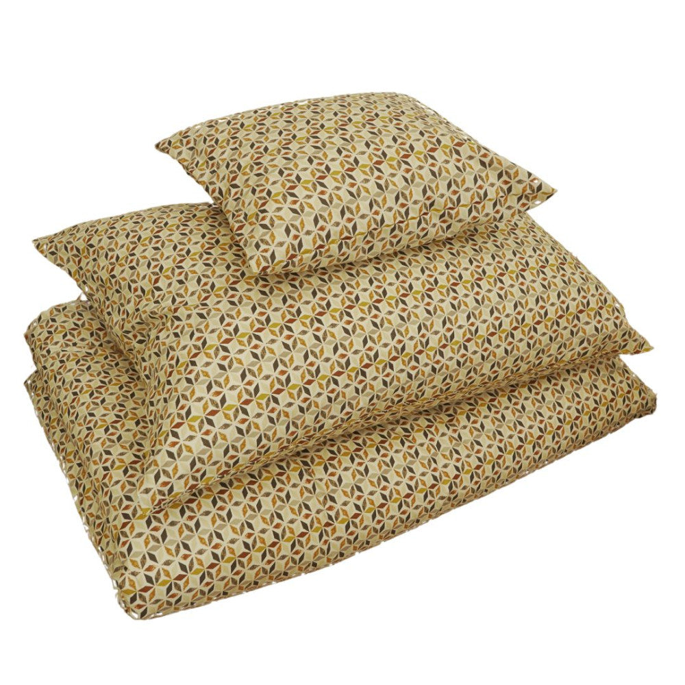 Baumwoll-Bettlaken-Set - 3-teilig - Braunes geometrisches Muster