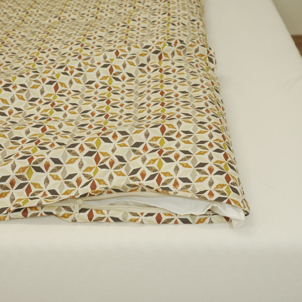 Baumwoll-Bettlaken-Set - 3-teilig - Braunes geometrisches Muster