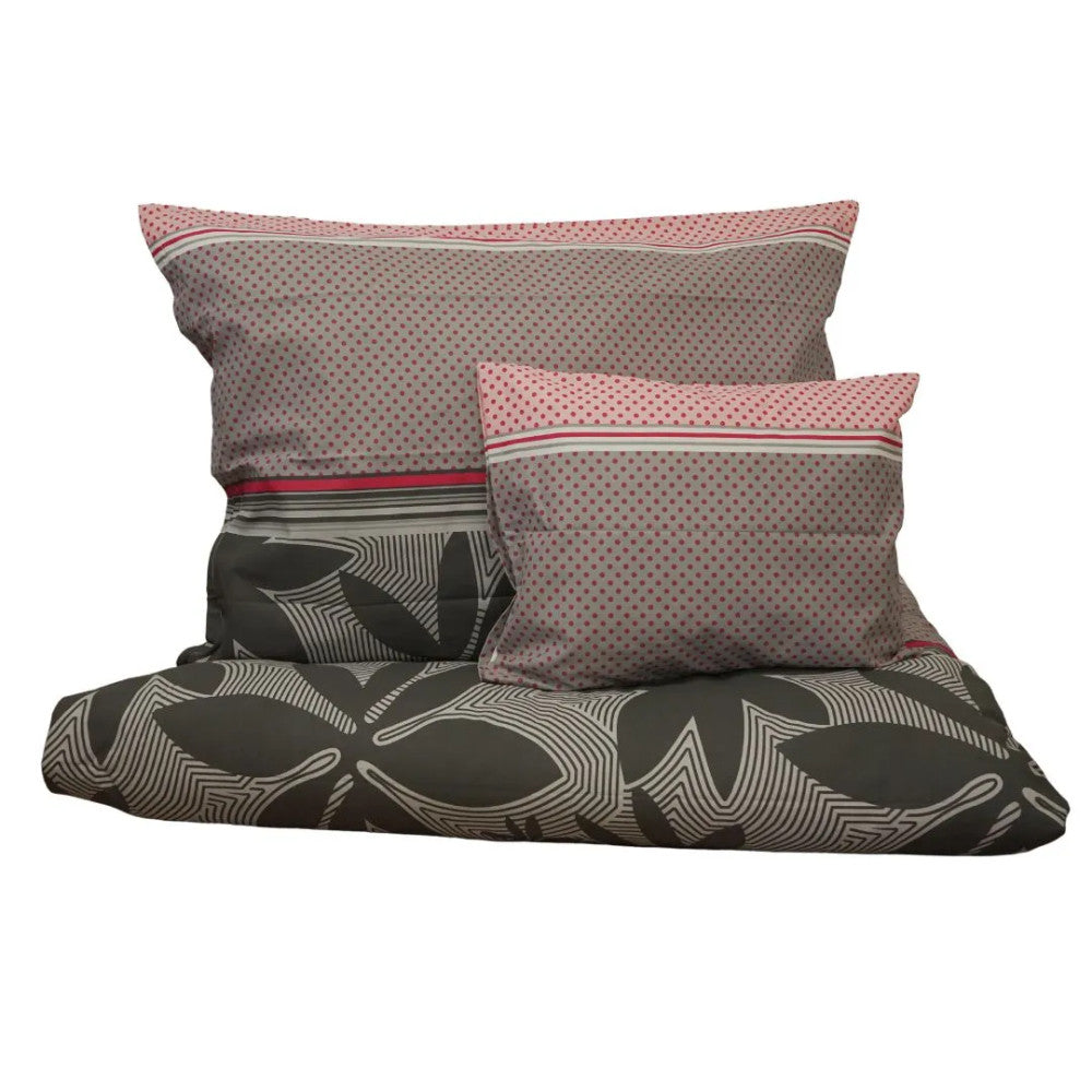 Pamut kispárnahuzat - Szürke/barack-pöttyös