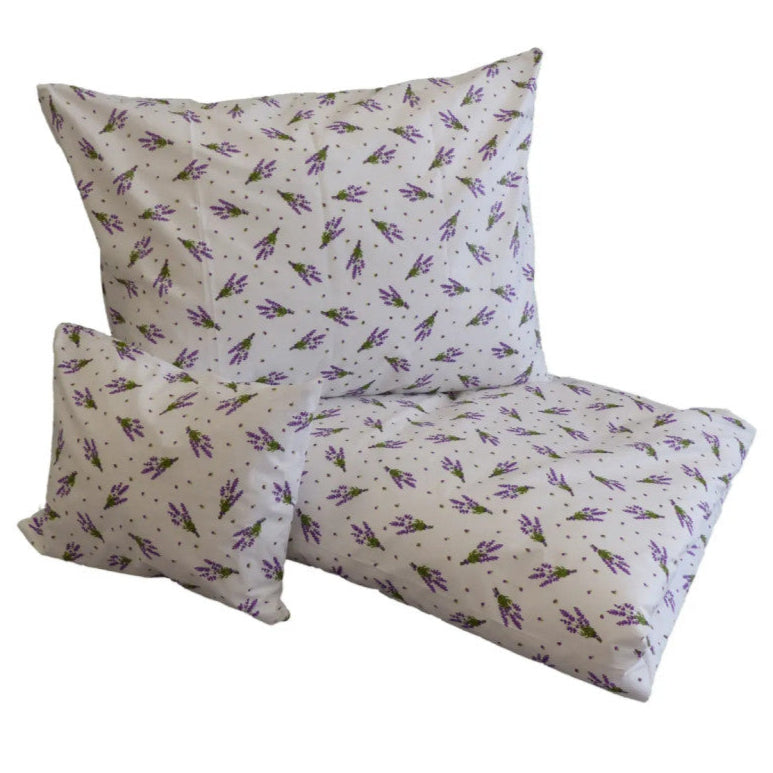 Cotton bed sheet set - 3 pcs - Lavender bouquet