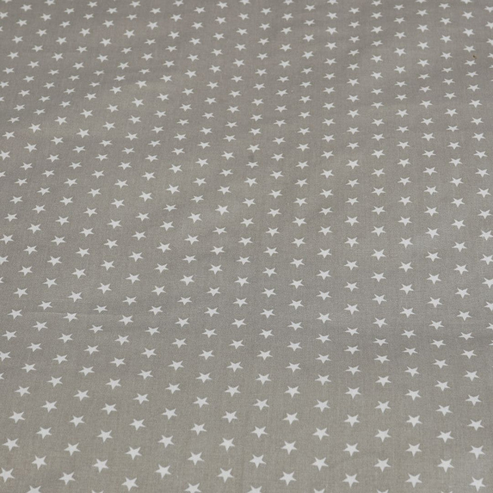 Cotton bed sheet set - 3 pcs - Grey and white stars