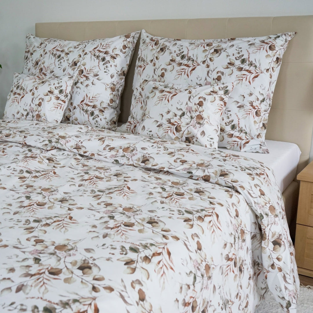 Pamut ágyneműhuzat garnitúra - Törtfehér virágos