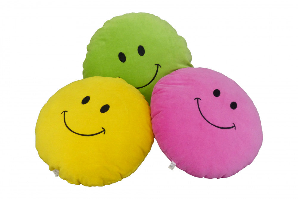 Plüsch-Smiley-Kissen - Grün - GROSS
