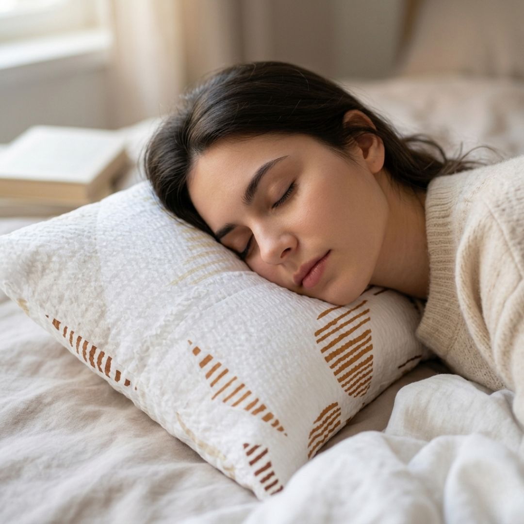 Crepe bedding set 3 pieces - Orange/burgundy/gray