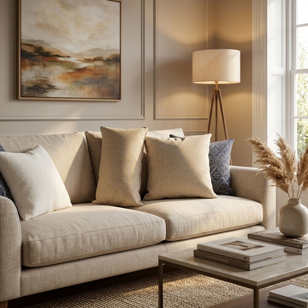 Dekokissen (mit Einlage) 45x45 cm (creme)