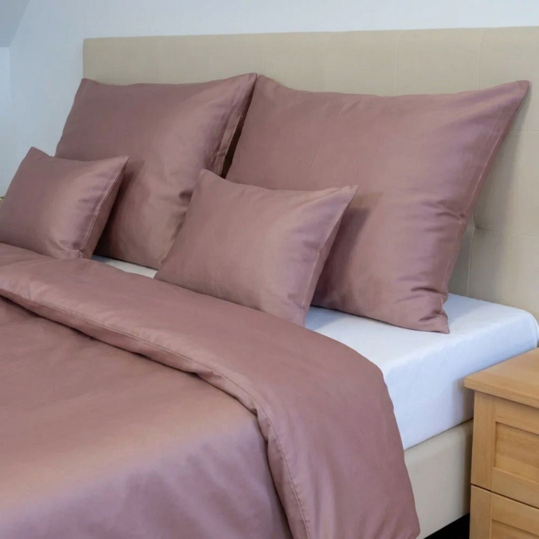 Sand plain satin bed linen set - TC 300