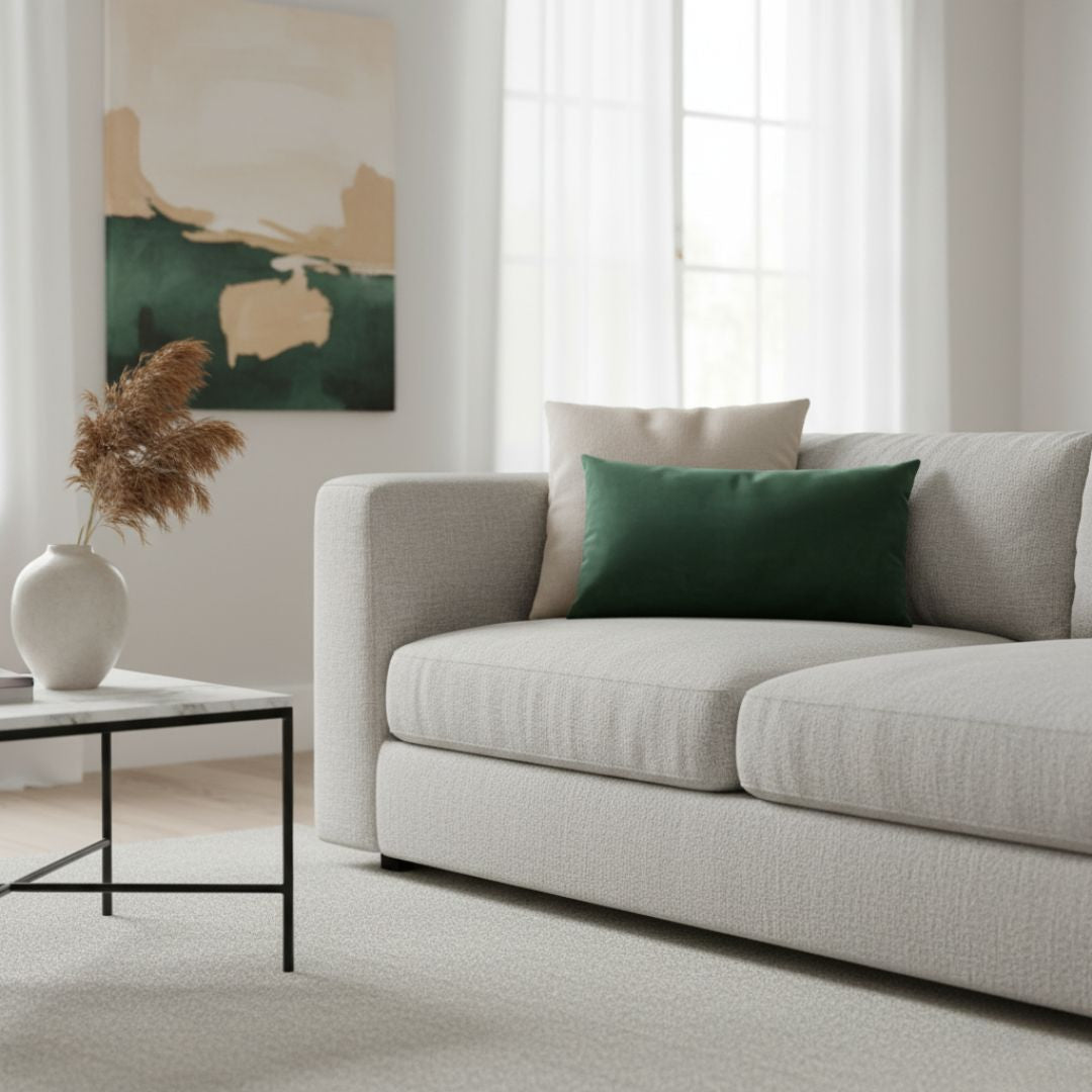 Moosgrünes Dekokissen aus Samt – mit Einlage – 45 x 45 cm