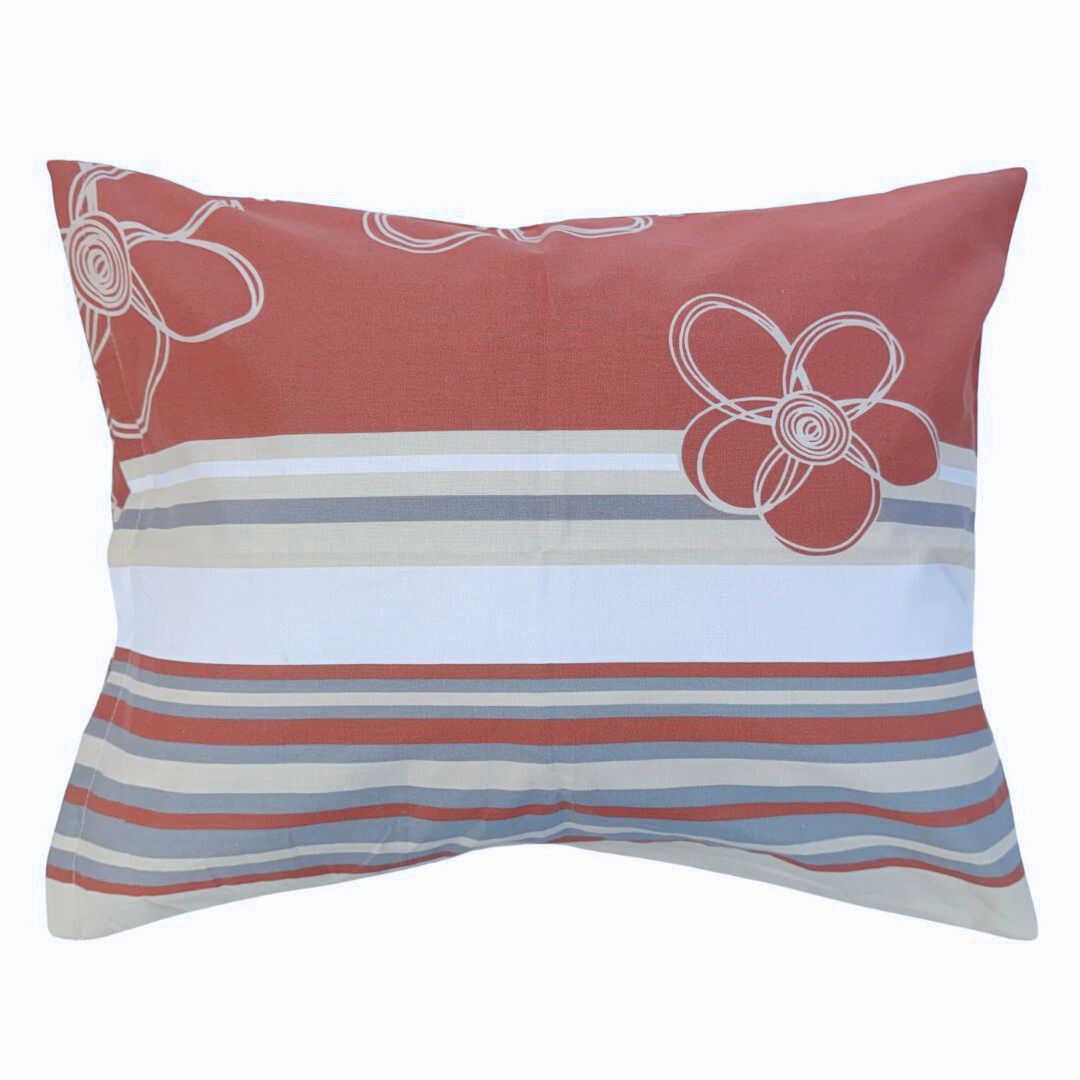 Kissenbezug aus Baumwolle - Braun/Beige geblümt