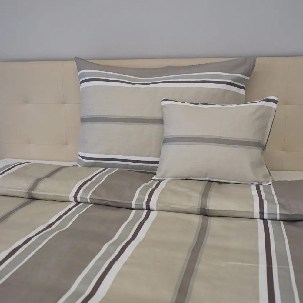 Kissenbezug aus Baumwollsatin – Grau/Braun