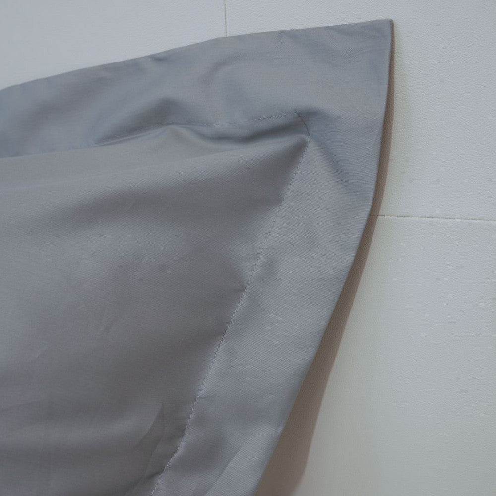 Baumwollsatin-Bettwäscheset mit englischem Rand - 3-teilig - Stahlgrau - TC 250