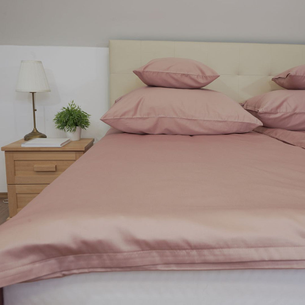 Sandfarbene Satin-Bettwäschegarnitur - TC 300