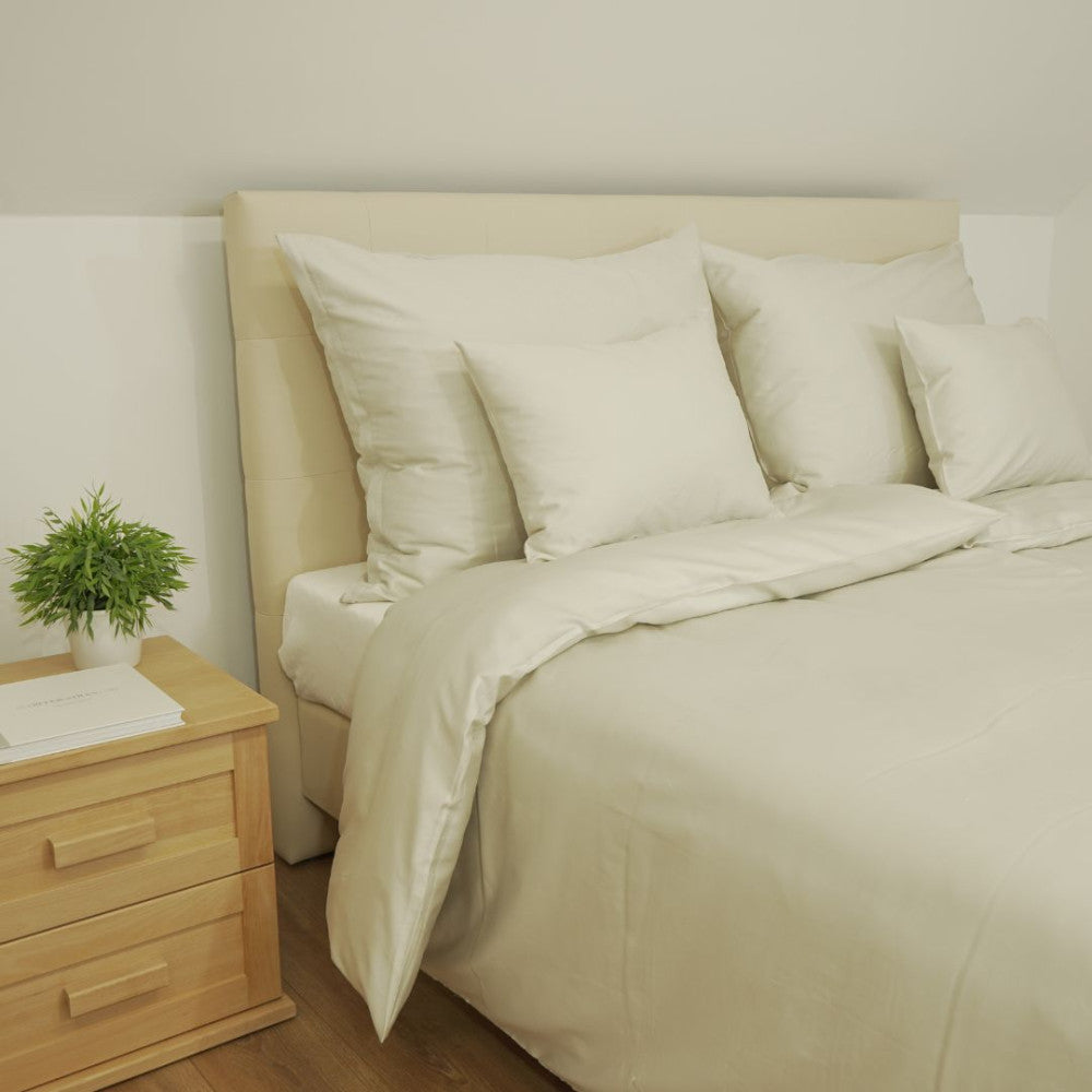 Light gold satin pillowcase and duvet cover - TC 250