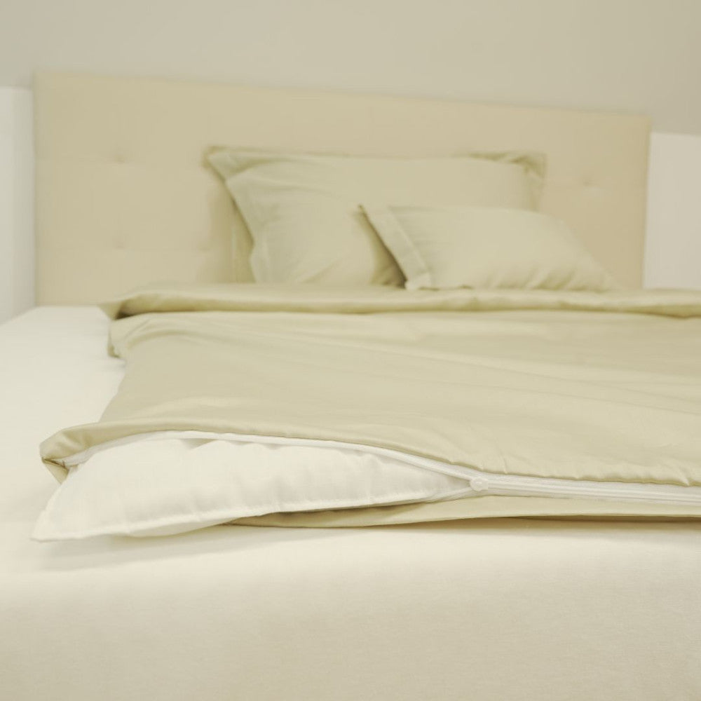 Kissenbezug aus Baumwollsatin mit englischer Kante - Hellgold - TC 250