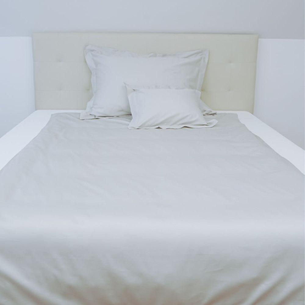 Cotton sateen pillowcase with English edge - Light grey - TC 250