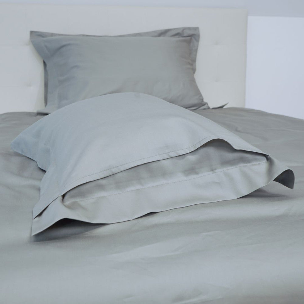 Kissenbezug aus Baumwollsatin mit englischer Kante - Stahlgrau - TC 250