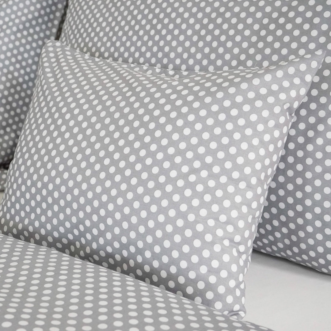 Cotton bed linen set - Grey polka dots