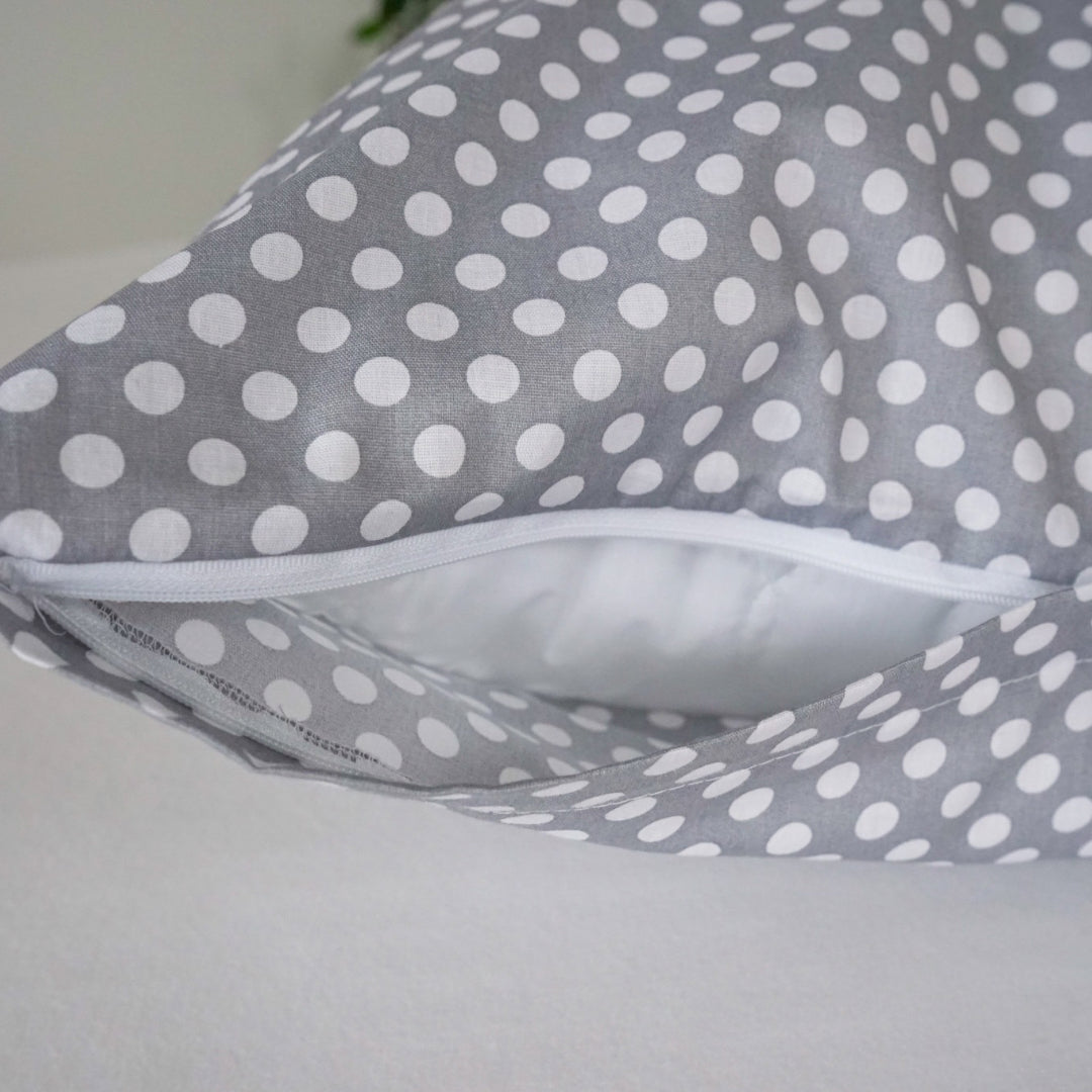 Cotton bed linen set - Grey polka dots