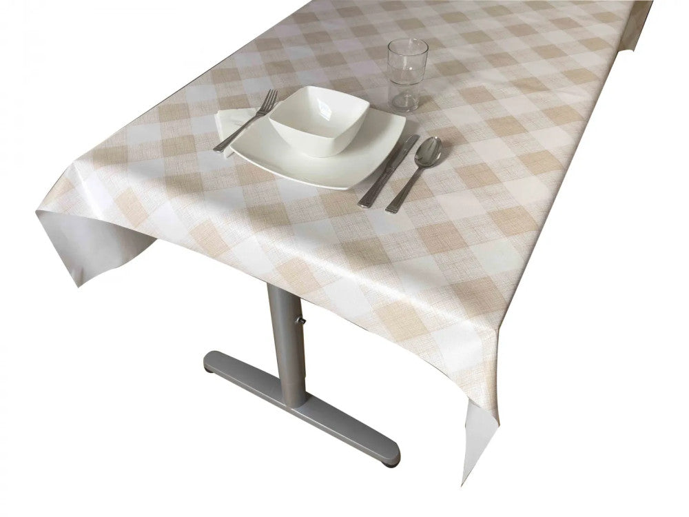 Oilcloth tablecloth - Premium quality! - Beige checkered