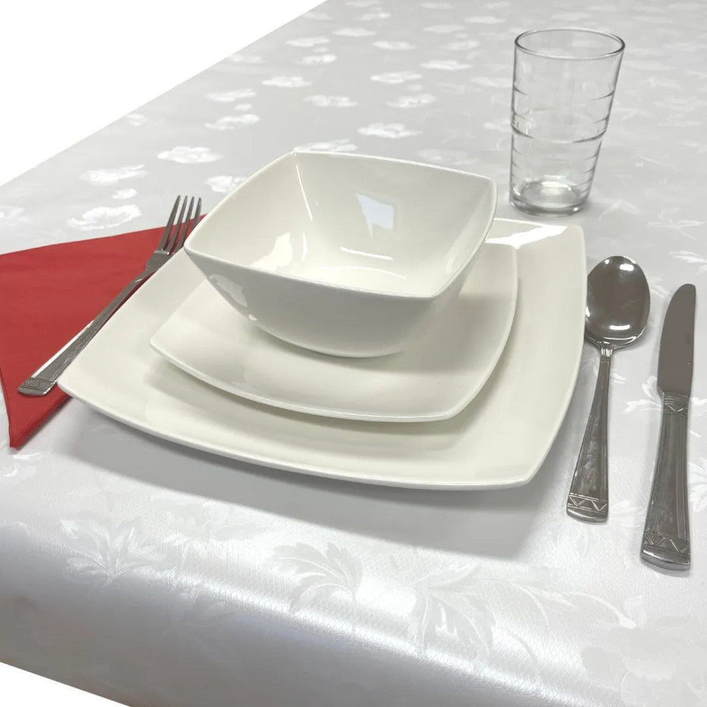 Oilcloth tablecloth - Premium quality! - Elegant white pattern
