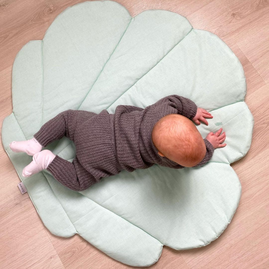 Shell children's play mat and blanket - mint