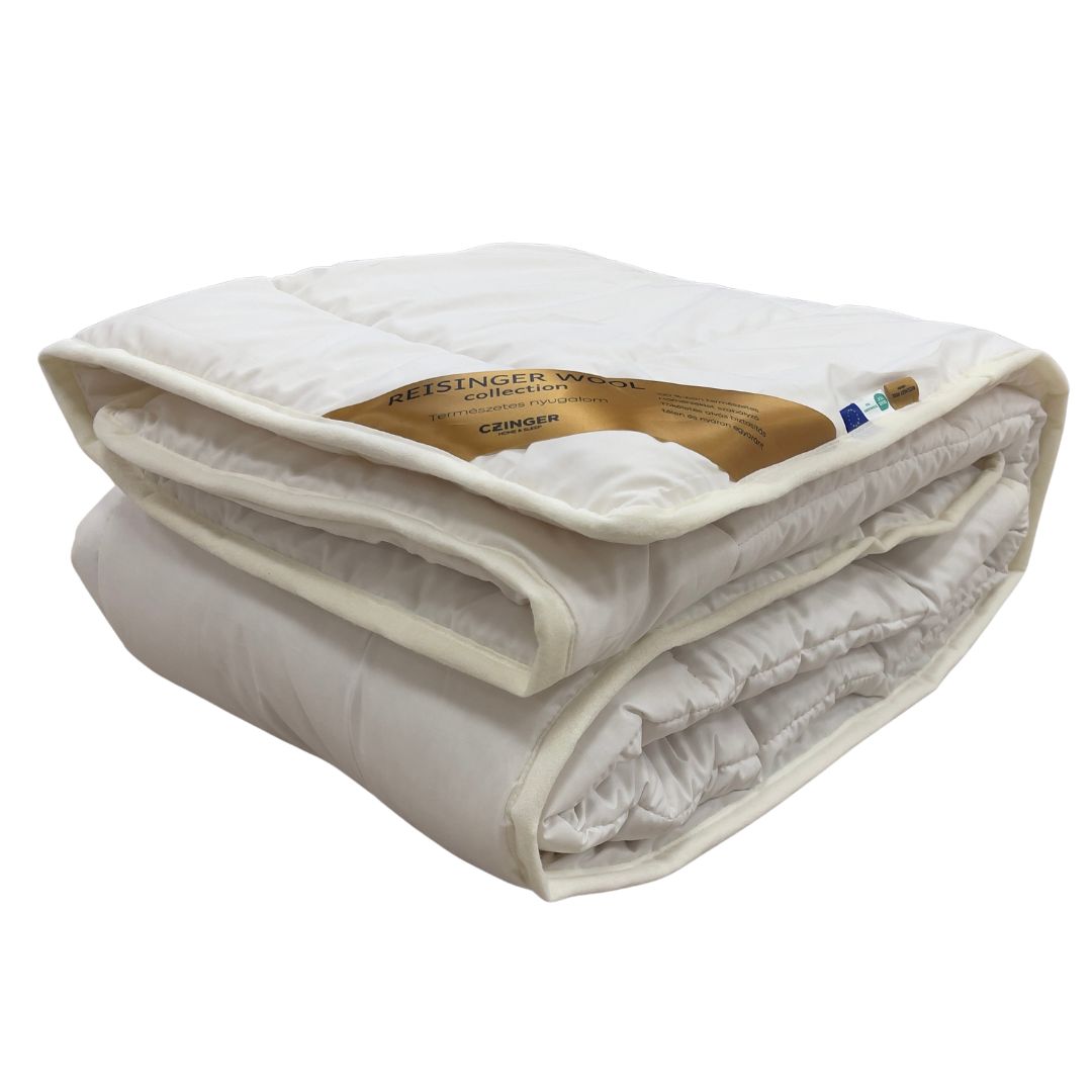 White - Wool 4-Season Duvet - decorated with trim - 140x200 cm