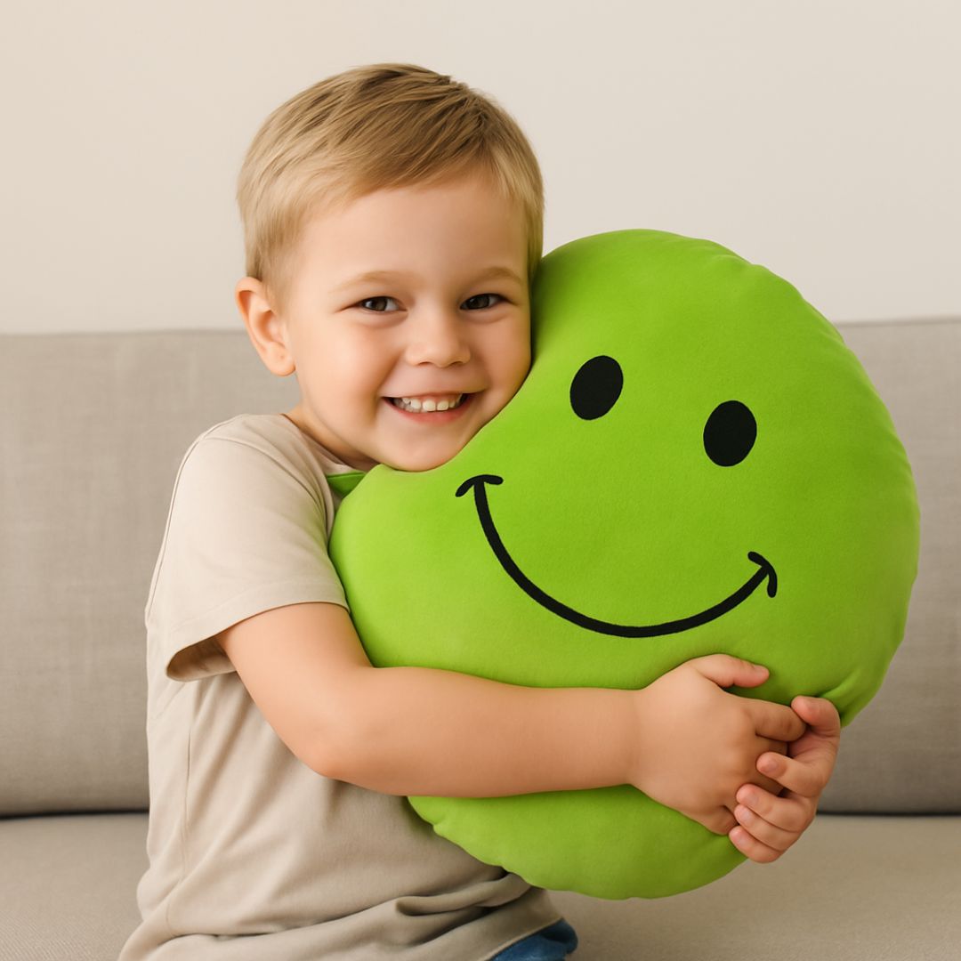 Plüsch-Smiley-Kissen - Grün - GROSS