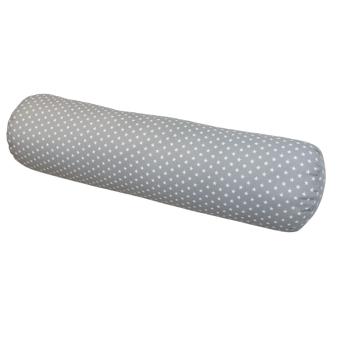 Large cylinder pillow - gray star pattern