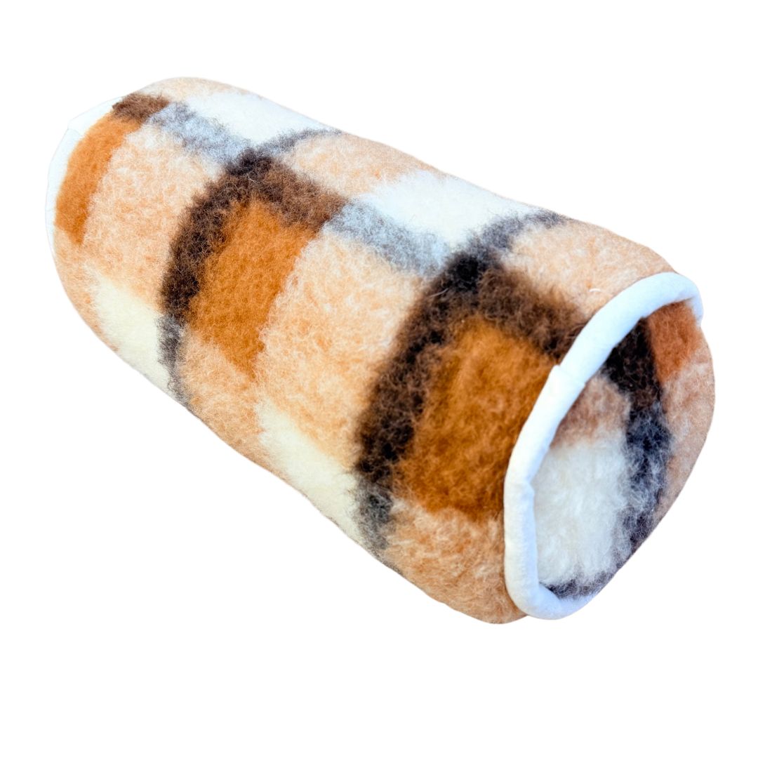 Double-sided grey checkered lambswool cylinder pillow 