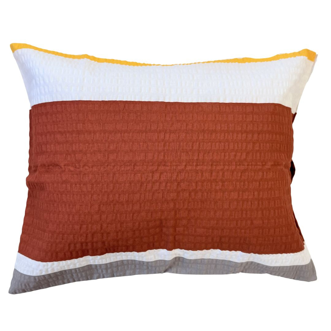 Krepp-Bettwäscheset 3-teilig - Orange/Burgund/Grau