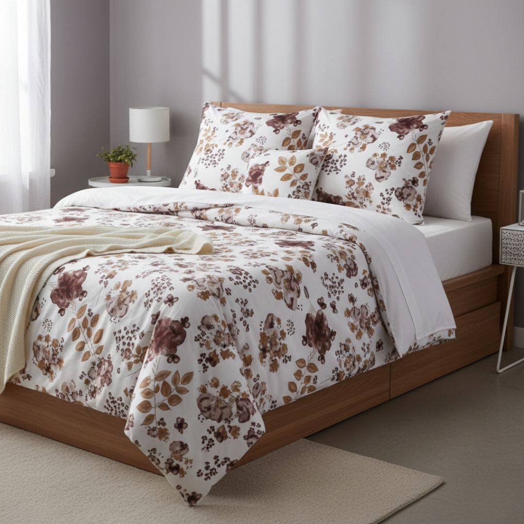 Flanell-Bettwäscheset - 3-teilig - Beige/Weiß