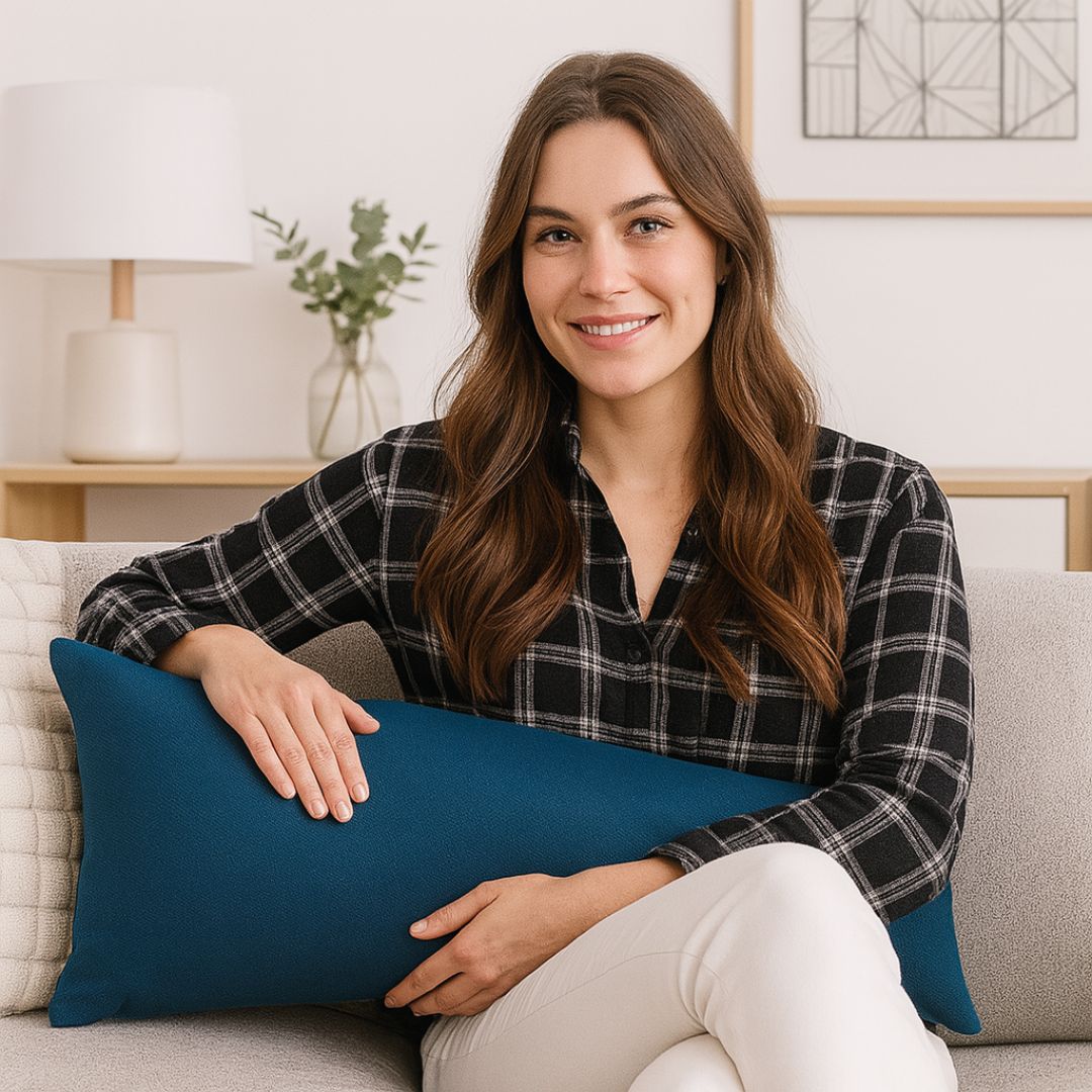 Turquoise decorative pillow - with insert - 30x60 cm