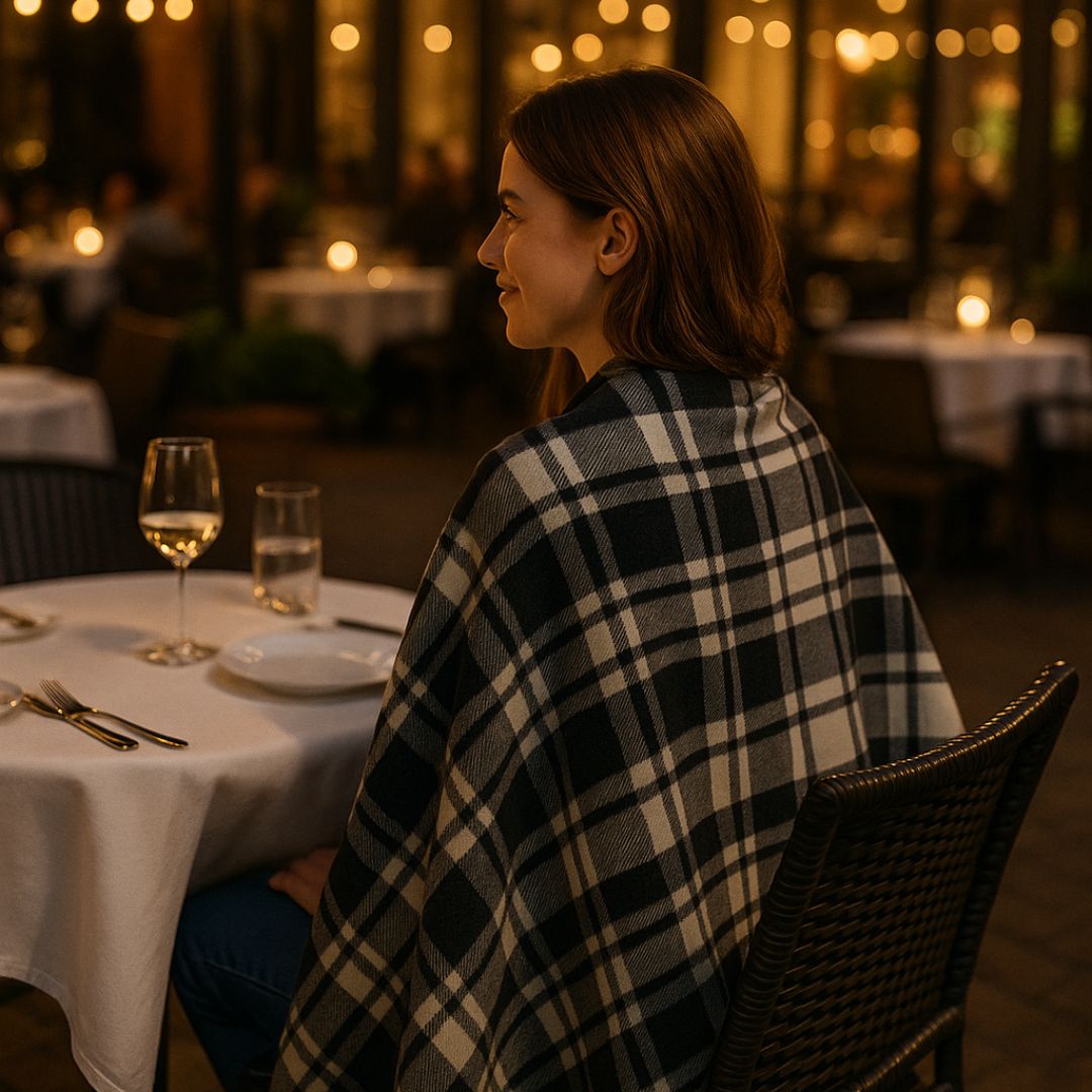 Brown/gray checkered blanket - 150x200 cm