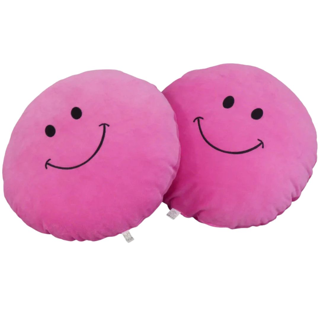 Plüsch-Smiley-Kissen - Rosa - GROSS