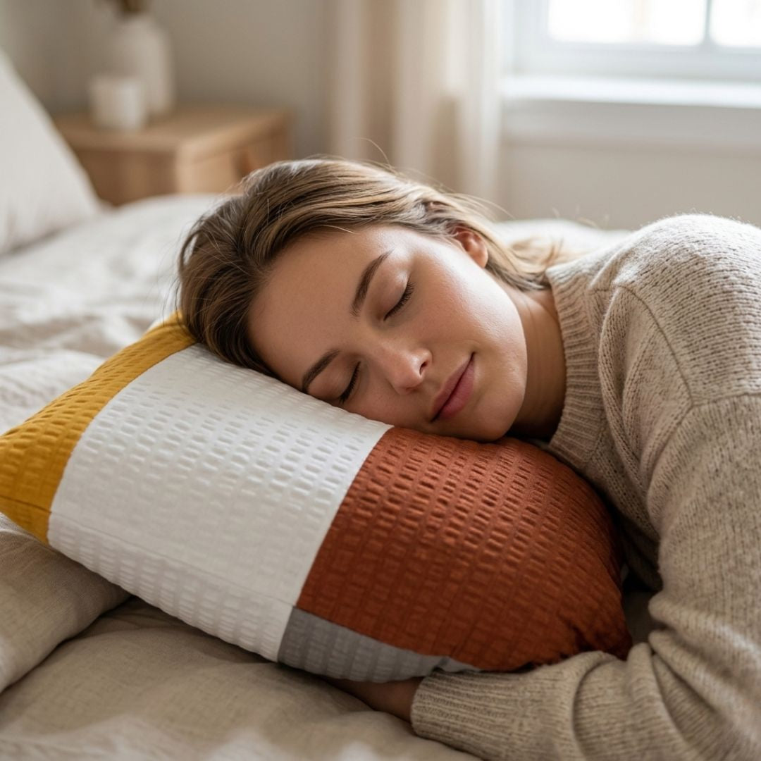 Krepp-Bettwäscheset 3-teilig - Orange/Burgund/Grau