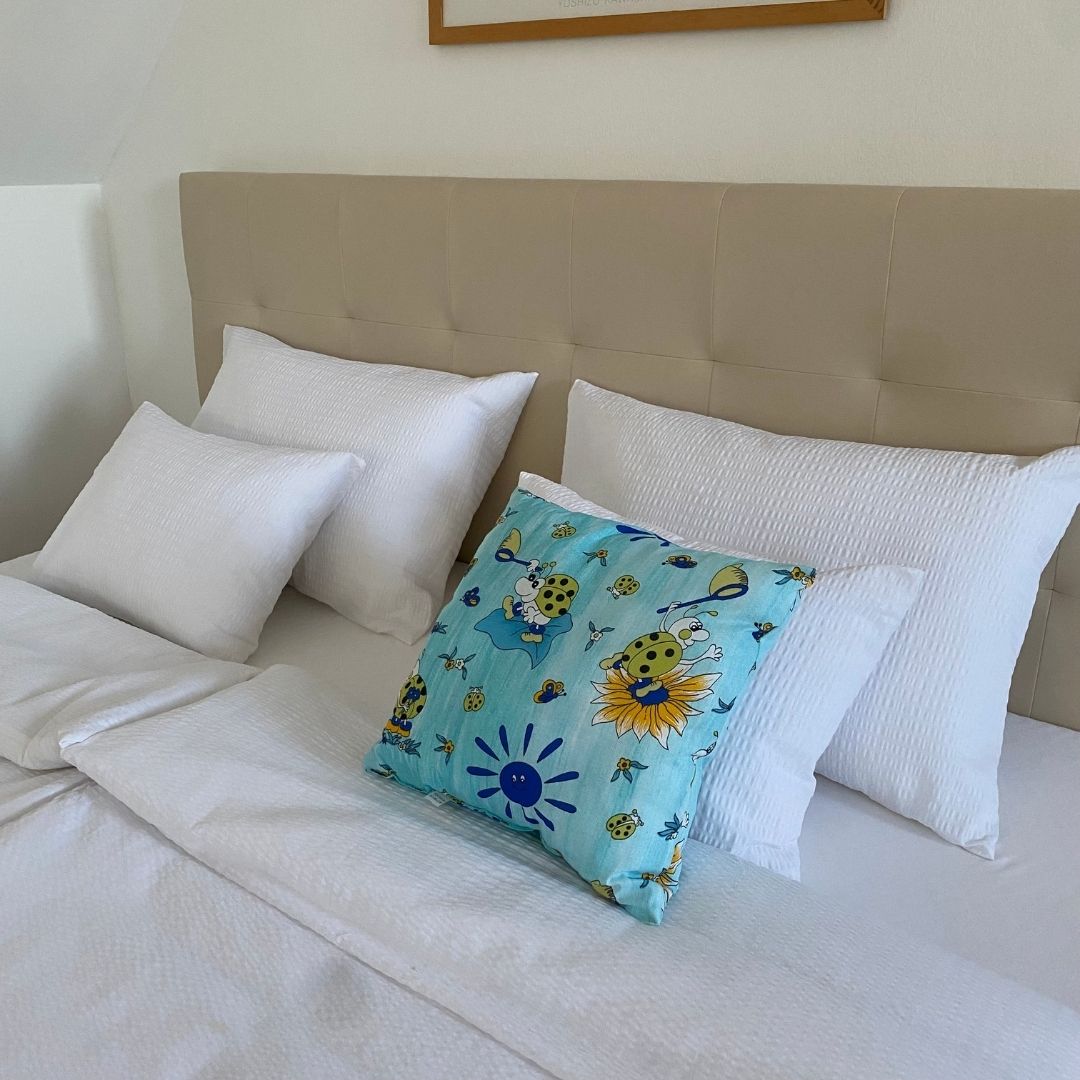 Blue ladybug cushion - 40x40 cm