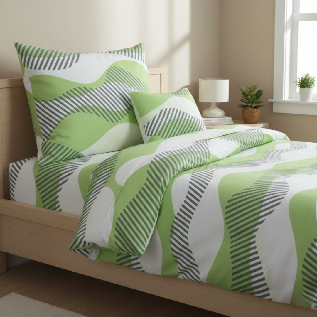 Flanell-Bettwäscheset - 3-teilig - Beige/Weiß