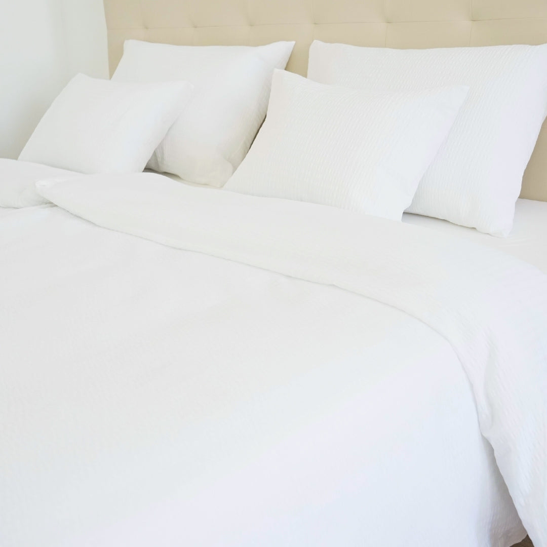 Crepe pillowcase, duvet cover – 100% Cotton – White - fold-over - 130 gr/m2