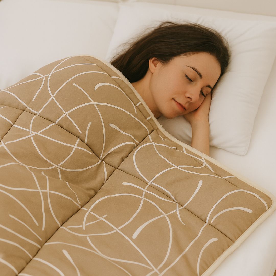 Merino Gyapjú-pamut téli paplan - Karamell fehér mintával