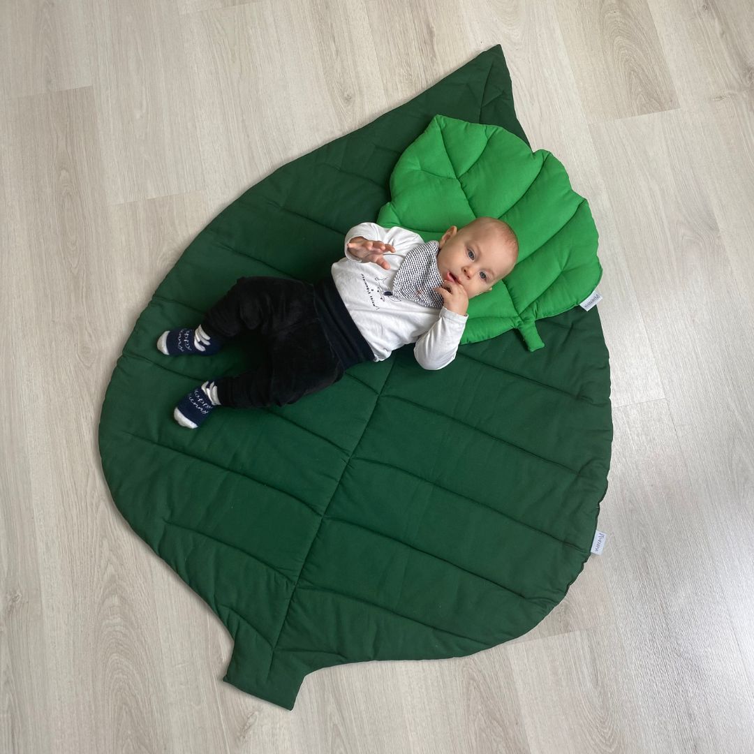 Tree Leaf children's play mat and blanket - poison green