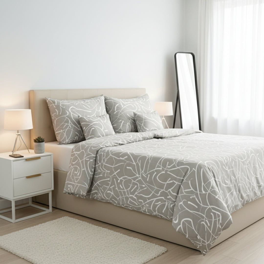 Cotton bed linen set - Blue circles