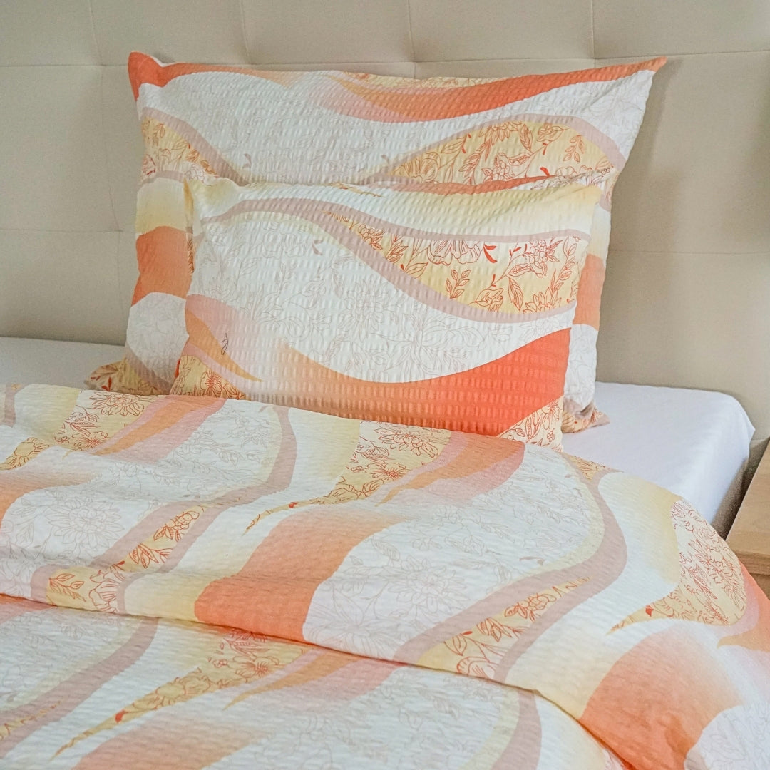 Krepp ágyneműhuzat garnitúra 3 db-os - Narancs hullám mintás