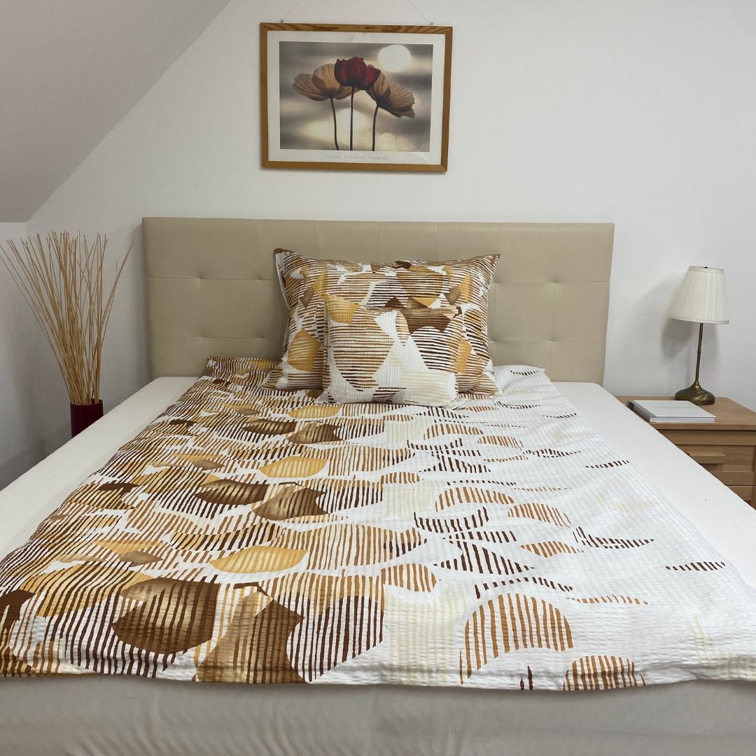 Krepp-Bettwäsche 3er-Set - Erdfarben